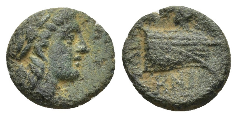 CARIA. Knidos. (Circa 250-210 BC). AE (1.22 Gr. 11mm.) 
Laureate head of Apollo ...