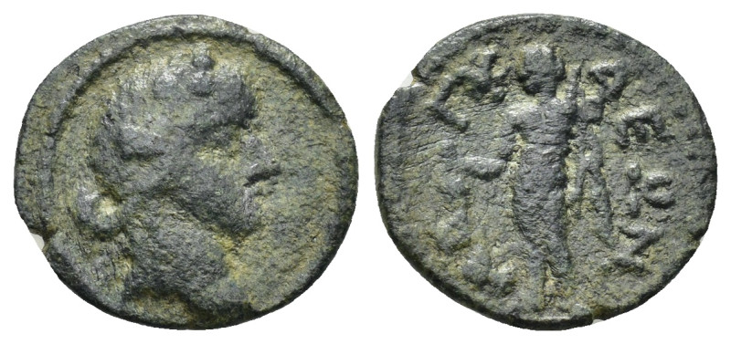 Pamphylia. Magydos circa 200-27 BC. Bronze Æ Draped bust of Dionysus right, wear...