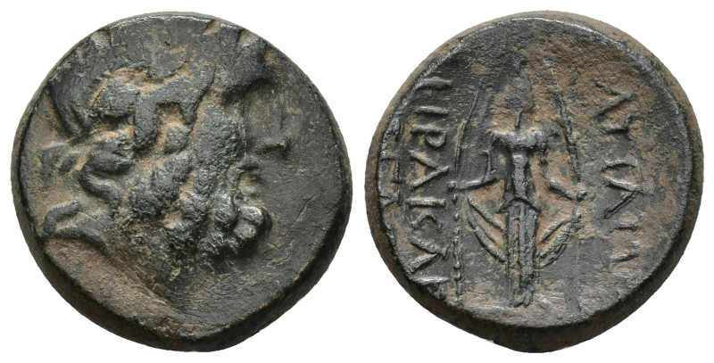 PHRYGIA. Apameia. (Circa100-50 BC). AE. (7.62 Gr. 19mm.) 
Laureate head of Zeus,...