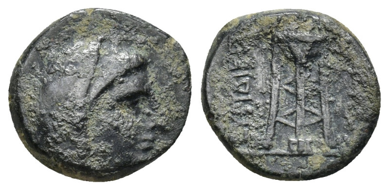 IONIA. Smyrna (as Euridikeia). (288-281 BC). AE (2.2 Gr. 13mm) 
 Veiled head of ...