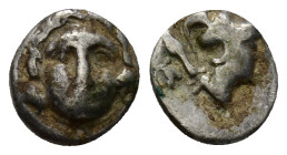 PISIDIA. Selge. Ca. 4th century BC. AR obol (9mm, 0.87 g). Ca. 300-190 BC. Head of gorgoneion facing / Head of Athena right, wearing crested, winged A...