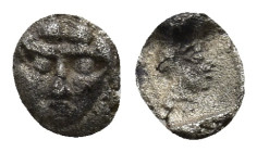 Pisidia, Selge. Ca. 350-300 B.C. AR obol (6mm, 0.17 g). Facing gorgoneion / Helmeted head of Athena right.