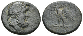 Uncertain Greek Coin (7.2 Gr. 22mm. ) 
 Laureate head of Zeus right. 
Rev: Eagle standing left on thunderbolt, head right; monogram to left.