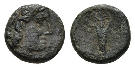 Uncertain Greek Bronze Coins (1 Gr. 8mm.)
Head of Apollo. 
Rev. Virgo (?)