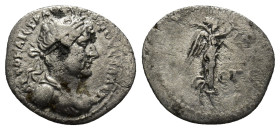 CAPPADOCIA, Caesarea-Eusebia, Hadrian (117-138 AD) AR Hemidrachm (16mm, 1.4 g) Obv: Laureate, draped, and cuirassed bust right. Rev: Nike advancing ri...