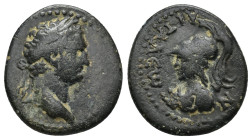 PAMPHYLIA, Attalea, Domitian (81-96) Æ (20mm, 4.75 g) Obv: laureate head of Domitian, right. Rev: ΑΤΤΑΛƐⲰΝ - helmeted bust of Athena with aegis, left....