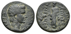 PHRYGIA, Eumenea. Tiberius, 14-37 AD. AE. (5.36 Gr. 19mm.) 
 Laureate head of Tiberius, right. 
Rev. Zeus standing left, holding patera and sceptre.