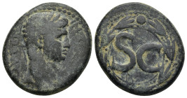 Seleucis and Pieria. Antioch. Nero AD 54-68. AE (15.45 Gr.27mm.)
Laureate head of Nero right. 
Rev. SC within wreath.
