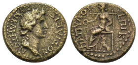 PHRYGIA. Cotiaeum. Pseudo-autonomous. Time of Galba (68-69). AE (3.14 Gr. 18mm.)
Laureate and draped bust of the Senate right.
Rev. Kybele seated left...