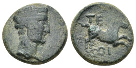 Termessos Minor Tiberius (14-37 AD). AE (4.65 Gr. 18mm) 
 Bare head right. 
Rev. Horse right, TEP above, OI below.