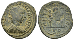 PISIDIA, Antioch. Gallienus. 253-268 AD. Æ (22mm, 6.86 g). Radiate, draped and cuirassed bust right / Legionary eagle between two standards.