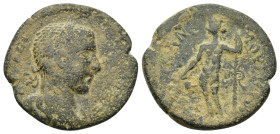 Severus Alexander (222-235). Ae.(24mm, 8.45 g) Obv: Laureate, draped and cuirassed bust right. Rev: Dionysos standing left, holding thyrsos and oinoch...