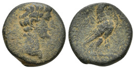 PHRYGIA, Amorium. Augustus. 27 BC-AD 14. Æ (18mm, 4.94 g). Kallippos Alexandrou, magistrate. Bare head right; lituus to right / Eagle standing right o...