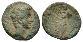 PAMPHYLIA, Side. Caligula AD 37-41. Bronze Æ (17mm, 2.95 g) ΓΑΙΟϹ ΚΑΙϹΑ[Ρ]; laureate head of Caligula, r. / [Σ]ΙΔΗΤΩΝ; Athena advancing, l., with spea...