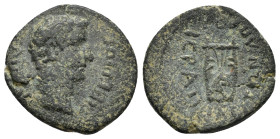 PHRYGIA. Hierapolis. Tiberius (14-37). Ae. (19mm, 3.34 g) ΤΙΒΕΡΙΟⳞ ΚΑΙⳞΑΡ; laureate head of Tiberius, r. / ΙΕΡΑΠΟΛΕΙΤΩΝ ΑΠΛΟΣ; lyre....