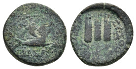 PHRYGIA. Laodicea. Augustus (27 BC-14 AD). Ae. (14mm, 2.57 g) Sosthenes, magistrate. Obv: ΣΕΒΑΣΤΟΣ. Capricorn right, head reverted, cornucopia on its ...