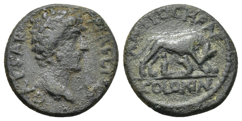 Marcus Aurelius, as Caesar, Æ (19mm, 4.18 g) Antioch, Pisidia. Circa AD 147-161....