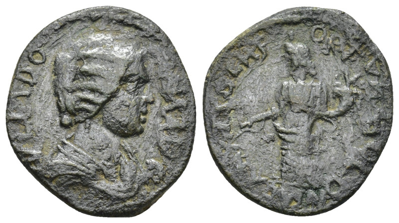 PISIDIA. Antioch. Julia Domna (Augusta, 193-211). AE. (4.9 Gr. 23mm.) 
 Draped b...