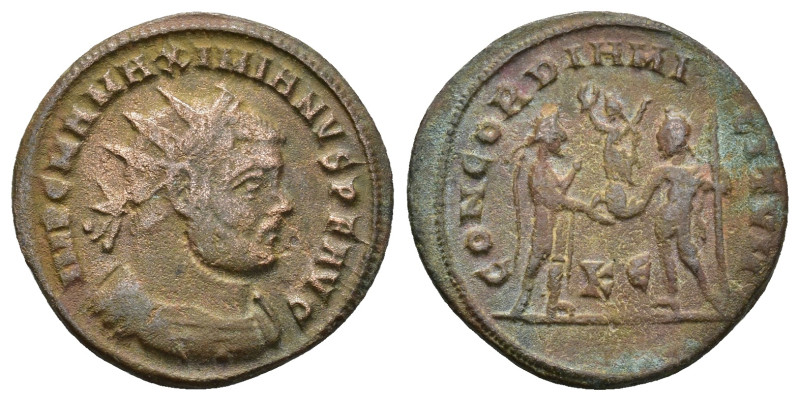 Maximianus. A.D. 286-305. Cyzicus. (3.32 Gr. 20mm.)
Radiate and draped bust righ...