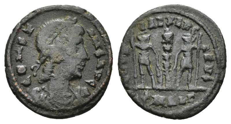 Constans (337-350). AE Follis (1.8 Gr. 15mm.). Alexandria 
Pearl-diademed, drape...