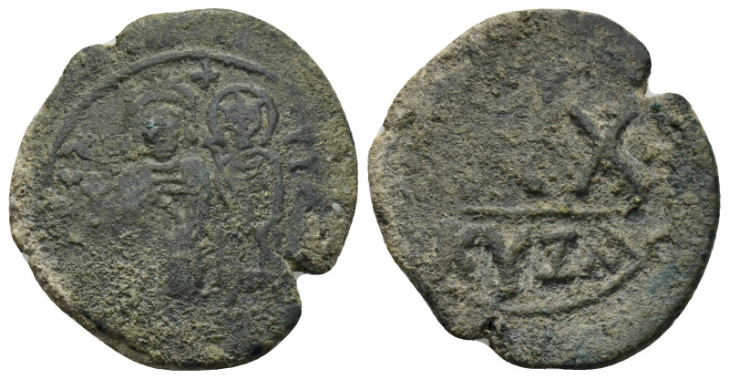 Phocas, with Leontia. 602-610. AE Half Follis (5.75 Gr. 26mm.). Cyzicus. 
Phocas...