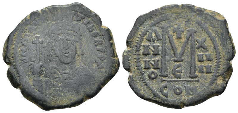 Maurice Tiberius. AD 582-602. Constantinople Follis AE (11.78 Gr. 28mm.). 
Helme...