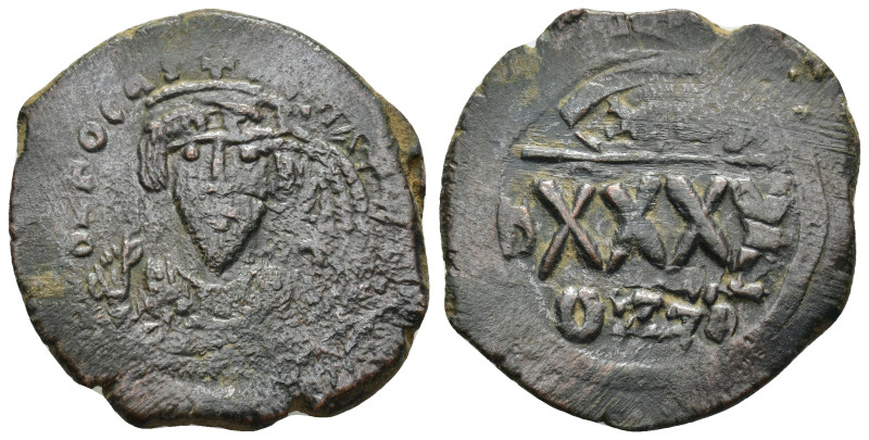 Phocas, 602-610. AE 30 Nummi (11.53 Gr. 30mm.)
 Crowned, draped, and cuirassed b...