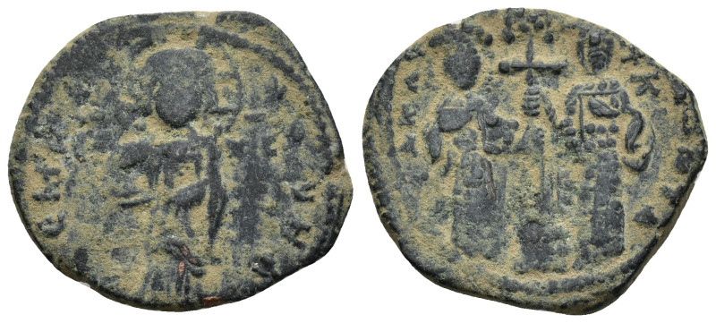 CONSTANTINE X Ducas (1059-1067) with Eudocia AE Follis Constantinople. (7.75 Gr....