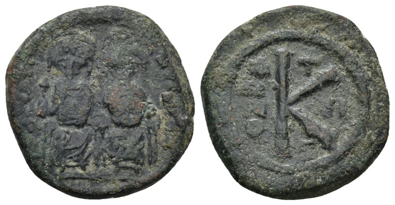 Justin II and Sophia (565-578). AE 20 Nummi. Constantinople. (7.65 Gr. 23mm.)
 J...