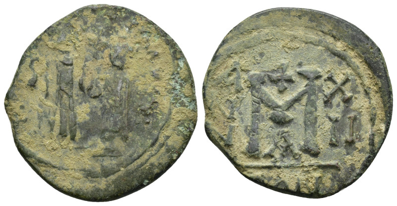 Heraclius, with Heraclius Constantine. 610-641. Æ Follis (30mm, 11.15 g). Consta...