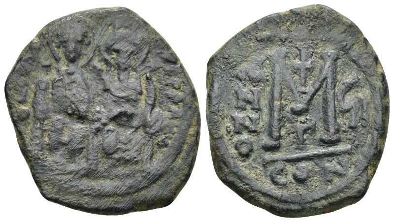 Justin II with Sophia (565-578). Æ 40 Nummi (30mm, 14.27 g). Constantinople, yea...