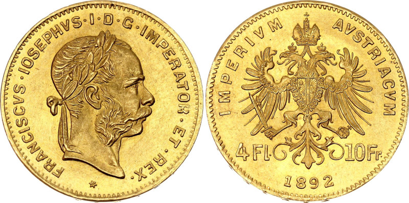 KM# 2260, N# 23664; Gold (.900) 3.23 g.; Franz Jozeph I; UNC with full mint lust...