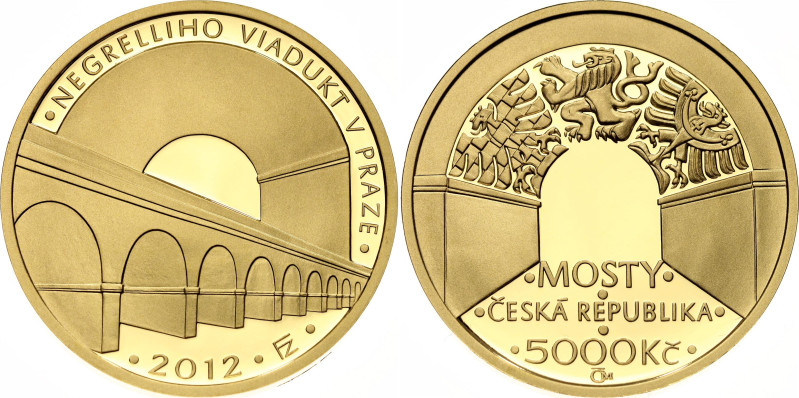 KM# 133, N# 84755; Gold (.999) 15.55 g., Proof; Negrelli Viaduct in Prague; Mint...