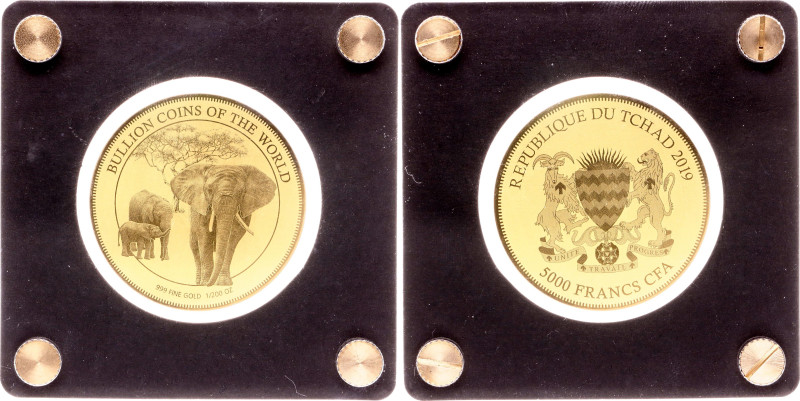 Gold (.999) 0.16 g., 40 mm.; Bullion Coins of the World Series - Elephant; Minta...