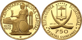 Equatorial Guinea 750 Pesetas Guineanas 1970