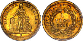 Chile 1 Peso 1861 So PCGS AU58
