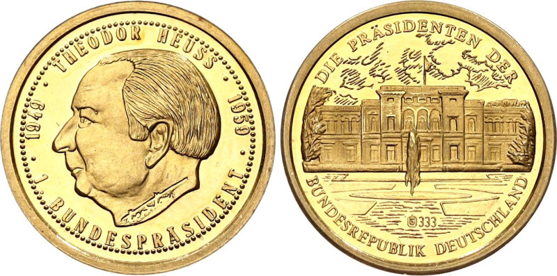 Gold 0.5 g., 11 mm., Proof; German Presidents - Theodor Heuss; In original bank ...