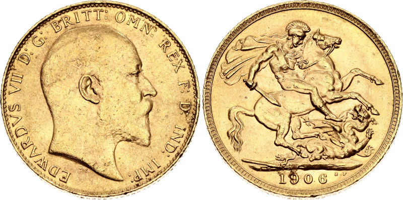 KM# 805, N# 13226; Gold (0.917) 7.99 g., 22 mm.; Edward VII; UNC with full mint ...