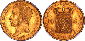 Netherlands 10 Gulden 1825 B NGC MS63