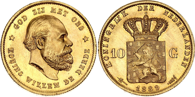 KM# 106, N# 8323; Gold (0.900) 6.73 g., 22.5 mm.; Willem III; Mintage 204891 pcs...