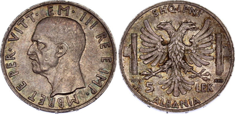 KM# 33, N# 11792; Silver; Vittorio Emanuele III; UNC with mint luster & nice dar...