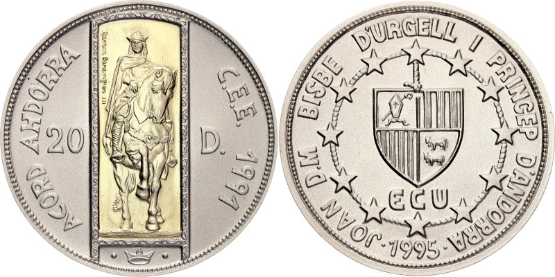 KM# 106, N# 322696; Silver. With 1.6 g. (.917) gold inlay; Joan Martí i Alanis; ...