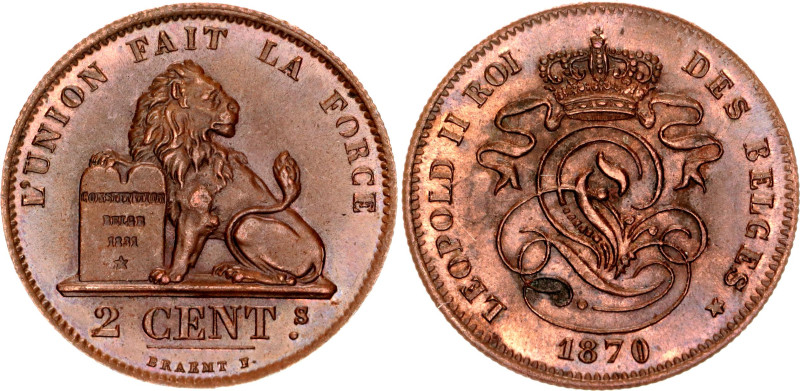 KM# 35.1, N# 516; Copper; Leopold II; French text; BUNC