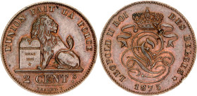 Belgium 2 Centimes 1875 Planchet Flaw