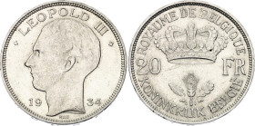 Belgium 20 Francs 1934