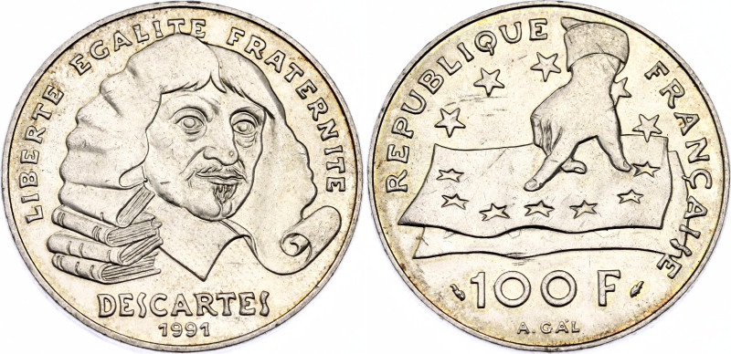 KM# 996, Gad# 906, N# 34; Silver; 395th Anniversary of birth of René Descartes; ...