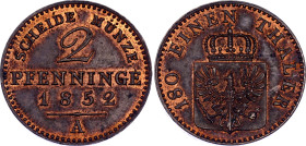 German States Prussia 2 Pfennig 1852 A