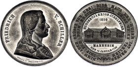 German States Saxe-Weimar-Eisenach Zinc Medal "Friedrich von Schiller - 100th Birthday" 1859