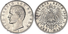 Germany - Empire Bavaria 3 Mark 1908 D