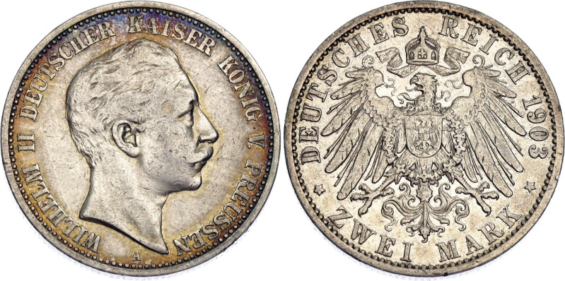 KM# 522, N# 7935; Silver; Wilhelm II; XF- toned